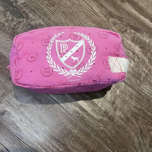 Victoria's Secret Pink Handbags - Y2K Victoria's Secret PINK Makeup Cosmetic Travel Bag Zipper Pencil Pouch Vtg